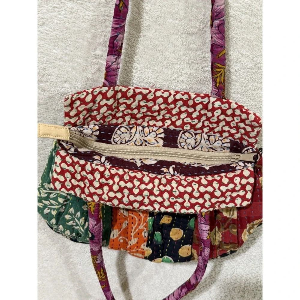NWT Kantha Stitch‎ Sari Purse Hobo Bag Multicolor Patchwork Boho Artisan